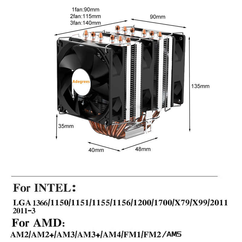 6개의 히트 파이프를 장착한 CPU 공랭 쿨러, 4핀  - Air Cooler Cpu 리뷰 및 가격